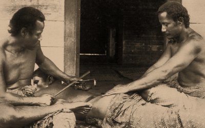 A Samoan Man Being Tattooed, c.1895 by Samoan